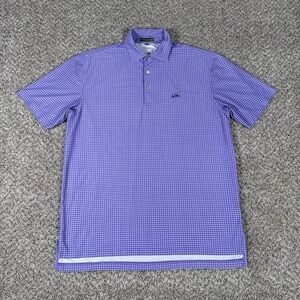 Peter Millar Polo Shirt Mens Medium Purple Check Summer Comfort Performance